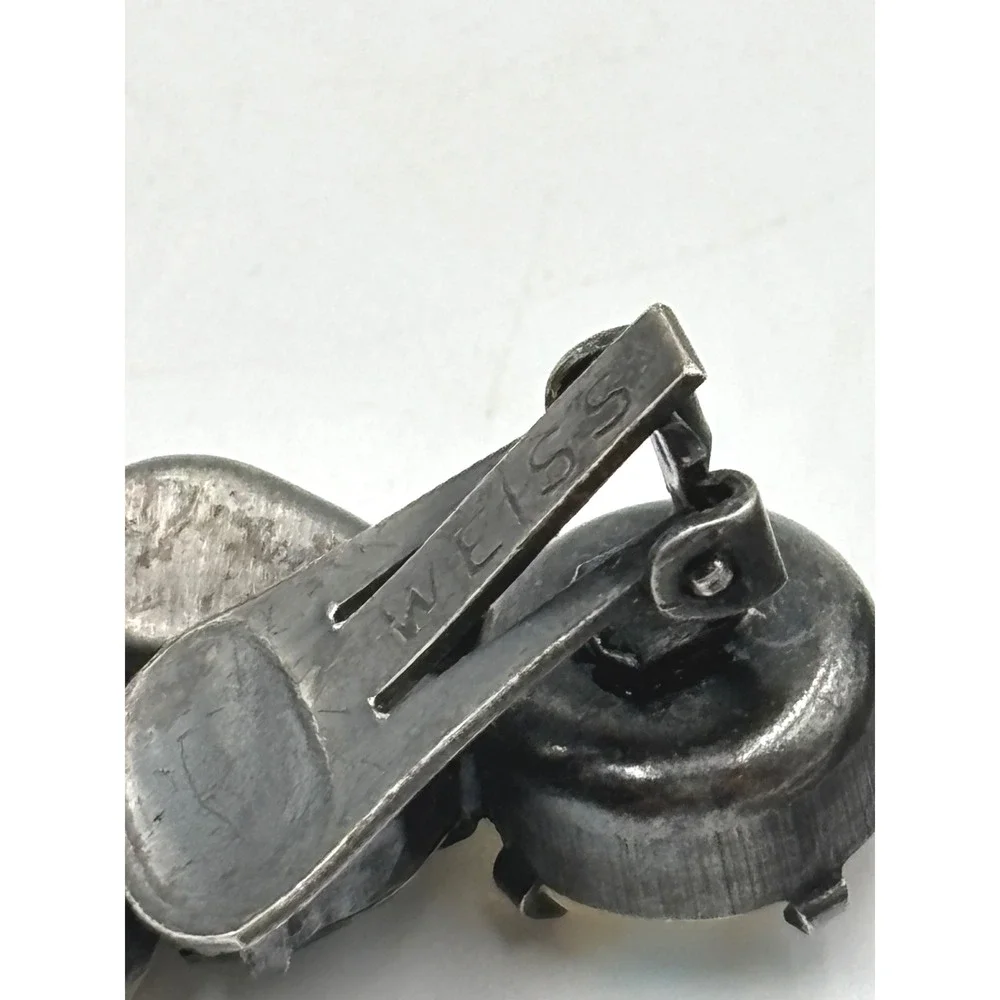 Vintage Weiss‎ Multicolor Rhinestone Clip On Earrings Elegant Cocktail Jewelry - Picture 4 of 11